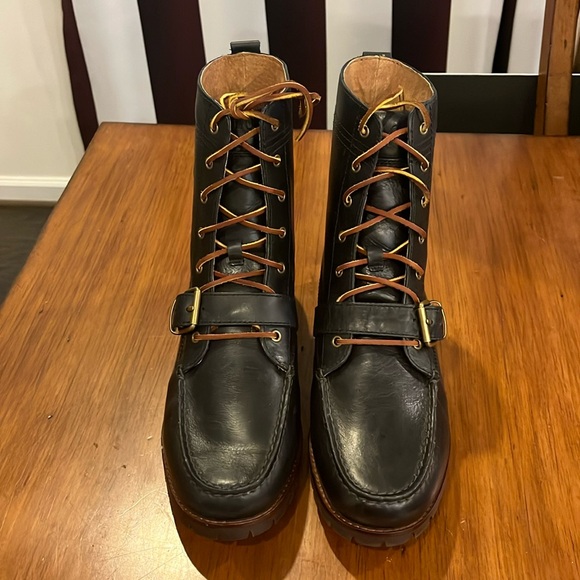 Polo Ralph Lauren Ranger moc toe monc strap boots new navy blue Mens Size 10.5 - Picture 7 of 16